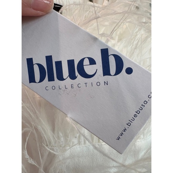 Blue B Collection Feather Crop Top White Sleeveless Party Clubbing Medium - Picture 6 of 7